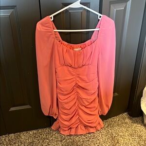 Elegant Pink Long Sleeve Dress